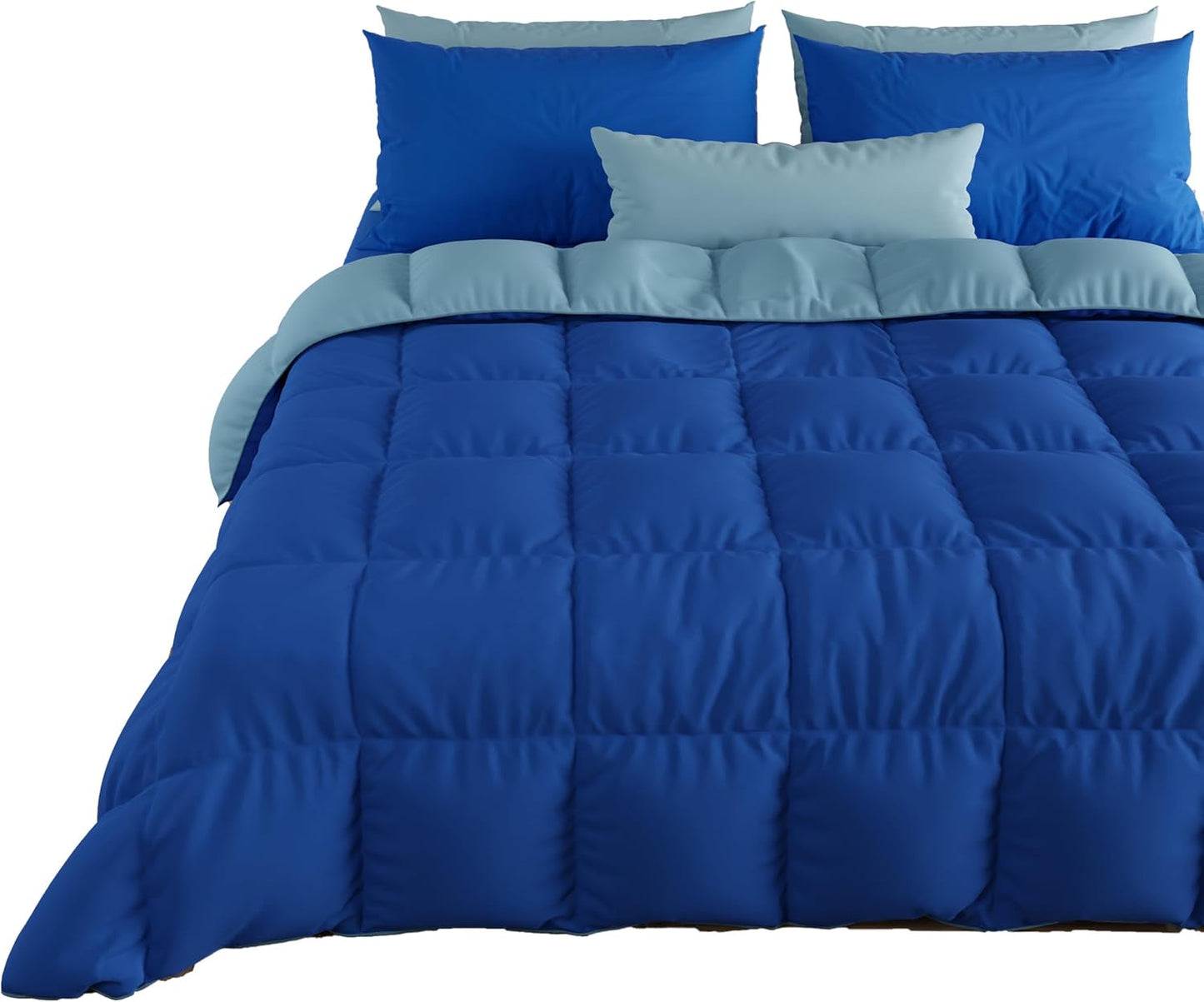 PETTI Artigiani Italiani - Vintertäcke för dubbelsäng, maxi, monokrom, dubbelsidig, vit, grå, 100% Made in Italy Täcken och täcken Naty Shop Blue Sängstorlek 160X200: [Quilt 240 X 260 Cm]