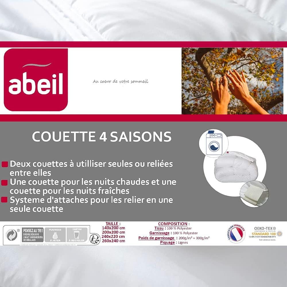 Abeil 4-säsong täcke, vit, polyester, vit, 240 X 260 Cm Täcken och täcken Naty Shop