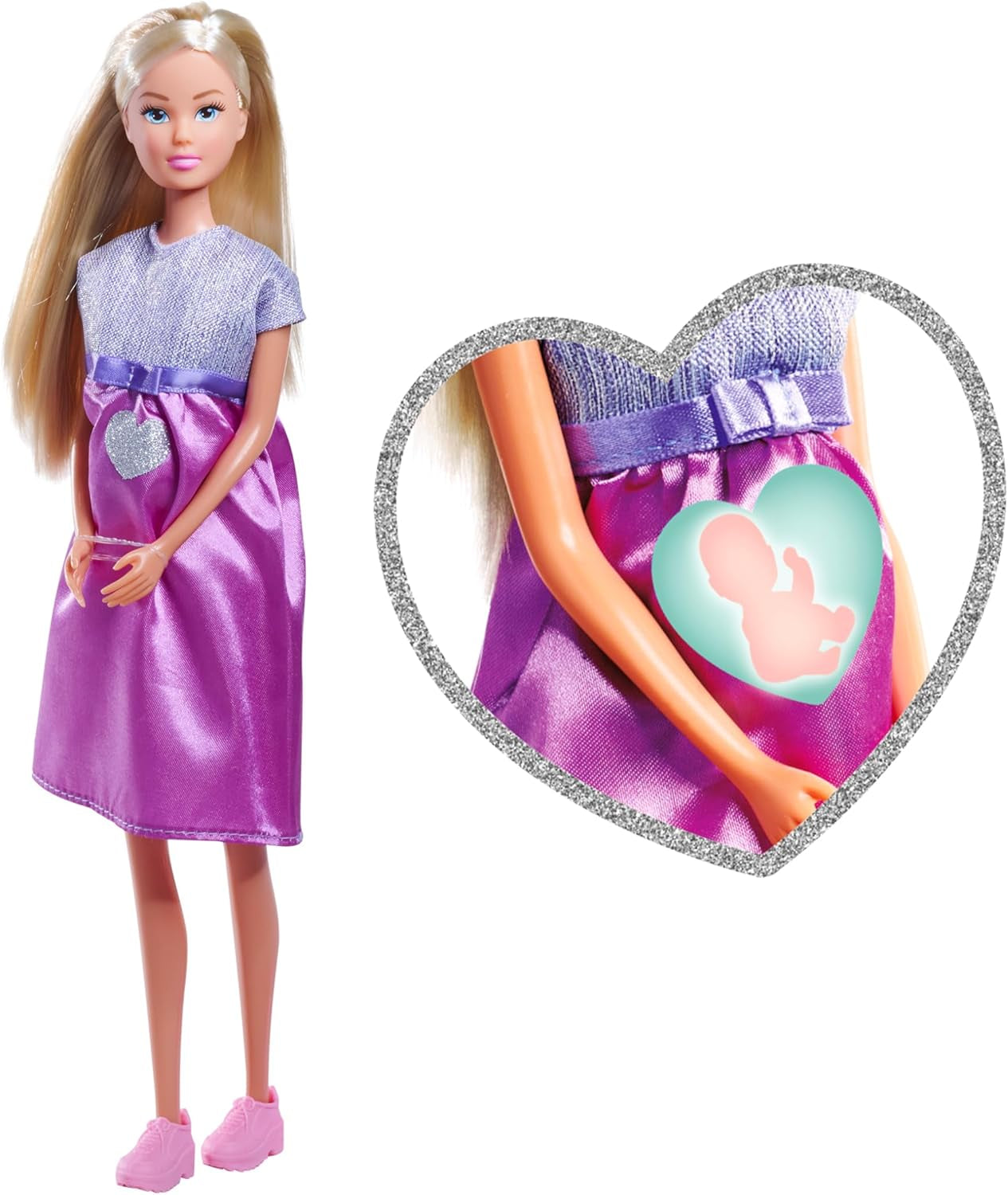 Simba Steffi Love Welcome Baby 29cm Gravid Steffi 12-pack Rollspel Tillbehör Modedocka med 4cm Baby Doll Toy för åldrarna 3+