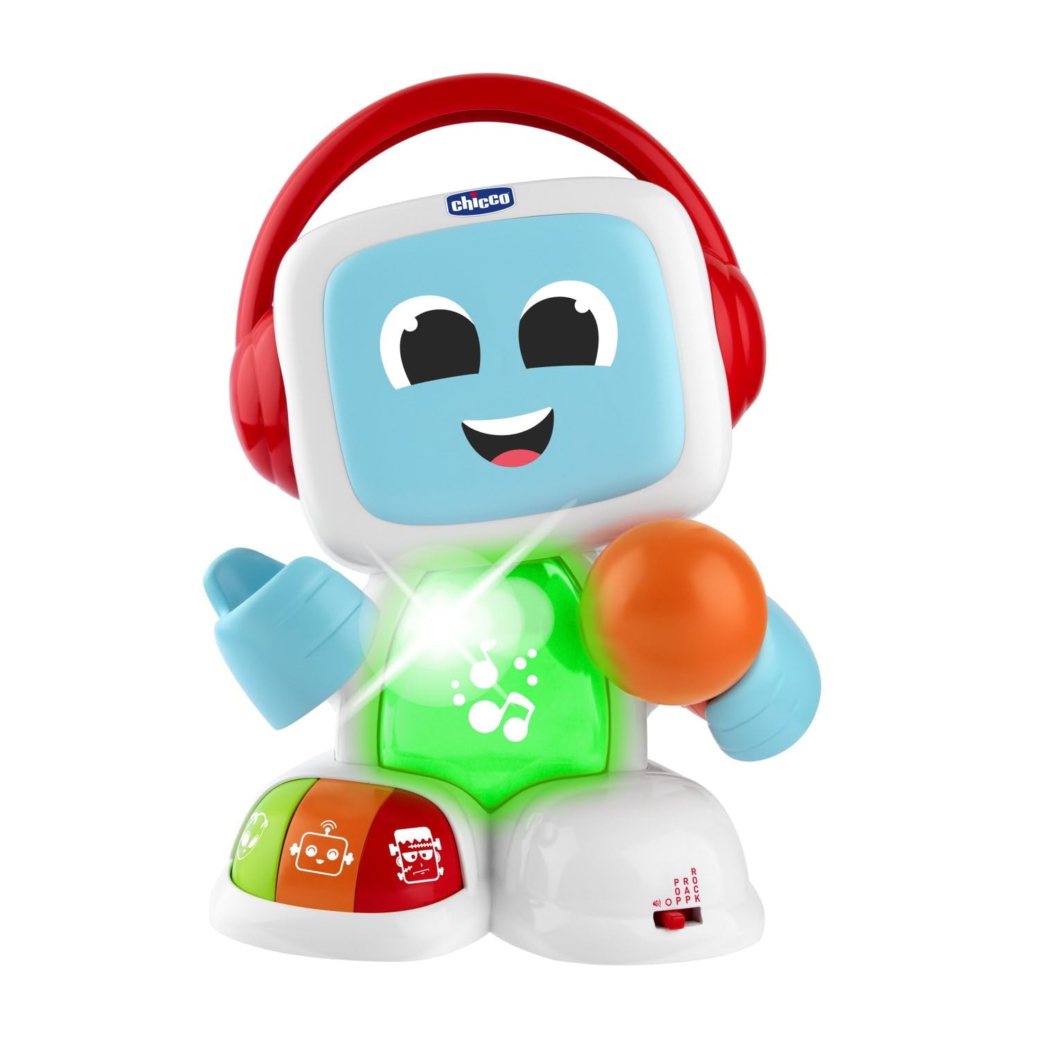 Chicco 00009820100000 Mi första trumset med ljus och ljud, 3 spellägen Musikinstrument med batteri för barn, flerfärgad, stor Jucarii Bebe Naty Shop Robit