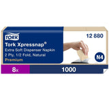 Tork Xpressnap Extra Soft Nature N4 Dispenser Servett, Premium, 1/2 x 2 Ply, 21,3 cm X 16,5 cm, 8 × 1 000 servetter, 12880