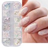 JMEOWIO Nagelglitter 12 rutnät Aurora Nail Art dekoration tillbehör nageldesign