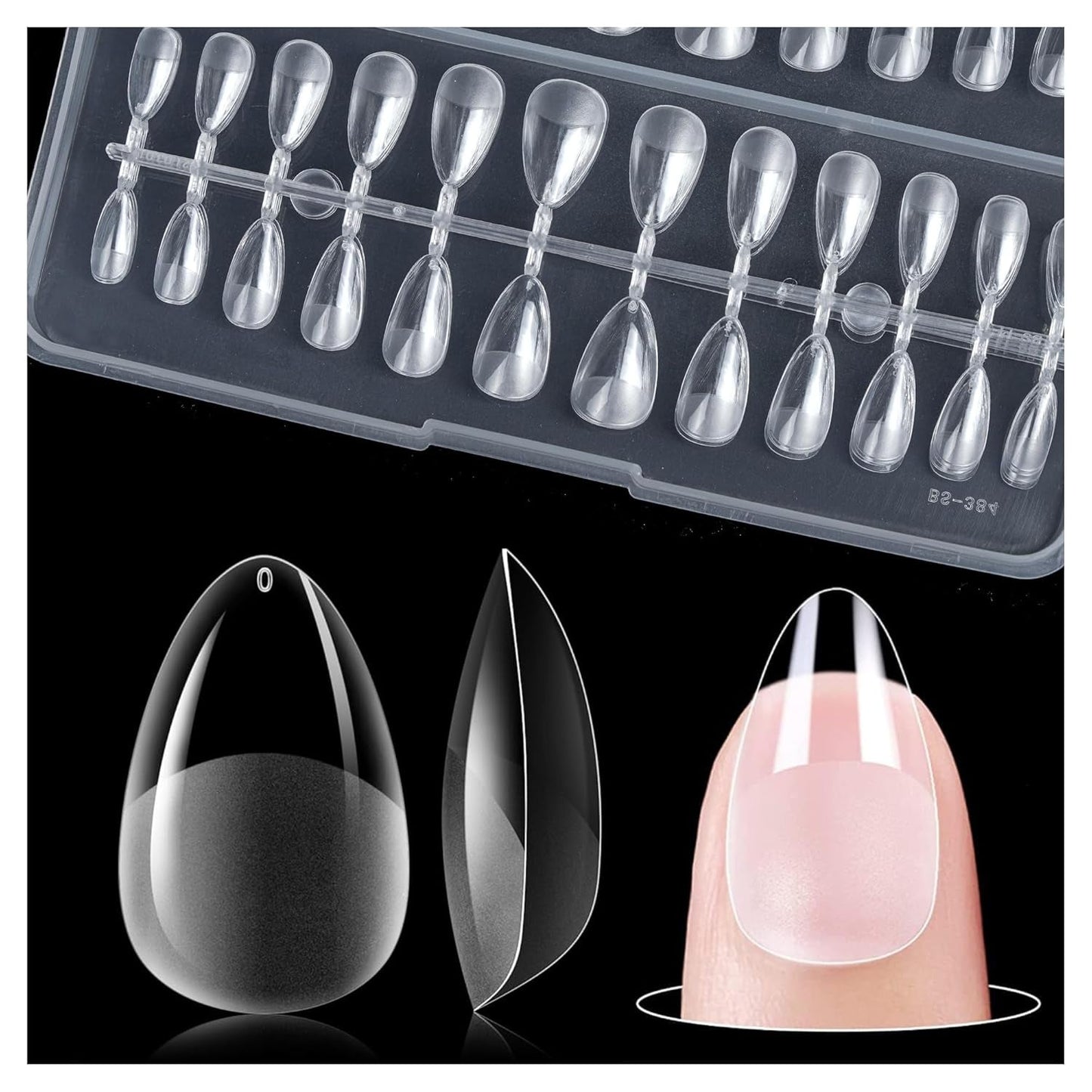 Gelike Ec Short Almond Nails - Heltäckande mjuka naglar, förpolerade konstgjorda naglar för nagelförlängning, Hemma Nagelstudio, Gör-det-själv-salong, 120 st, 12 storlekar