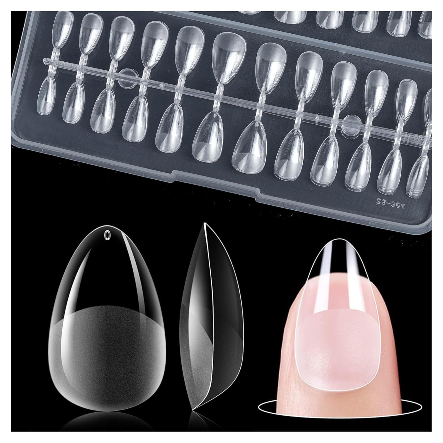 Gelike Ec Short Almond Nails - Heltäckande mjuka naglar, förpolerade konstgjorda naglar för nagelförlängning, Hemma Nagelstudio, Gör-det-själv-salong, 120 st, 12 storlekar