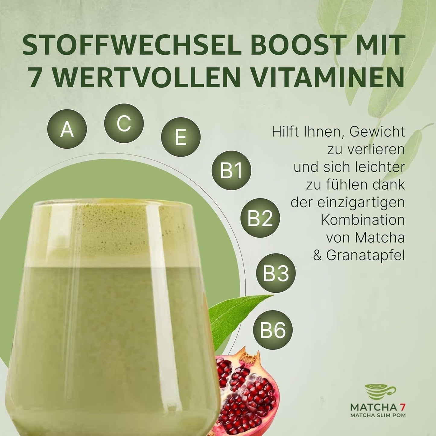 ® Ceremonial Matcha Powder X Granatäpple 100G [Stödjer viktminskning och ämnesomsättning] - Grönt te för en aktiv och hälsosam livsstil - Grönt te utan tillsatser (rent och naturligt)