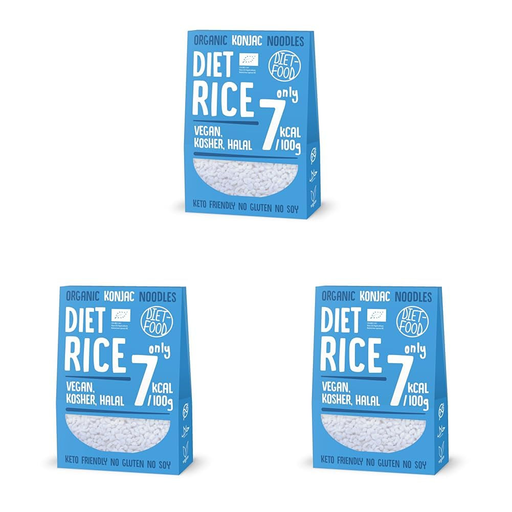 DIET-MAT ​​Ekologisk Shirataki Konjac Instant Rice, Lågkolhydrat, Lågkalori, Vegan, Fettfri, Sojafri, Glutenfri, Ketovänlig, Bantning, 300 gram