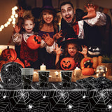 49 delar Halloween Spider Paper Bestick Set Inklusive tallrikar, servetter, glas och bordsduk. Svart servisset med desserttallrikar, servetter och glas.