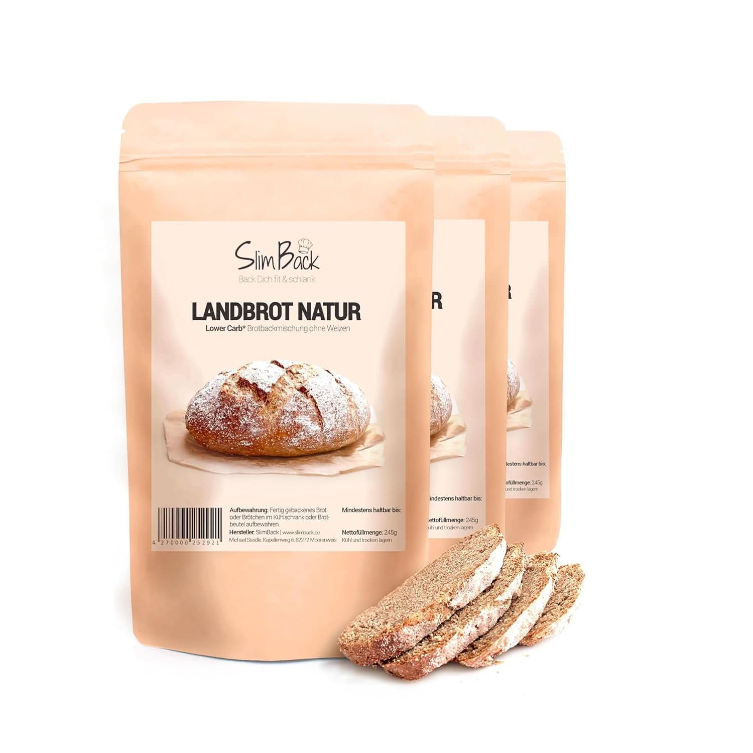 LOWER CARB BRAD BLEND, keto, veganskt och glutenfritt, soja- och spannmålsfritt proteinbröd alternativ Kitchen Naty Shop Set 3 x 245 gram