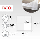 , Engångspappersservetter, idealiska för aptitretare och cocktails, paket med 100 servetter, storlek 24X24, 4-vikt, 2-lagers, vitt, 100 % rent cellulosapapper, Fsc-certifierat (pack med 6)