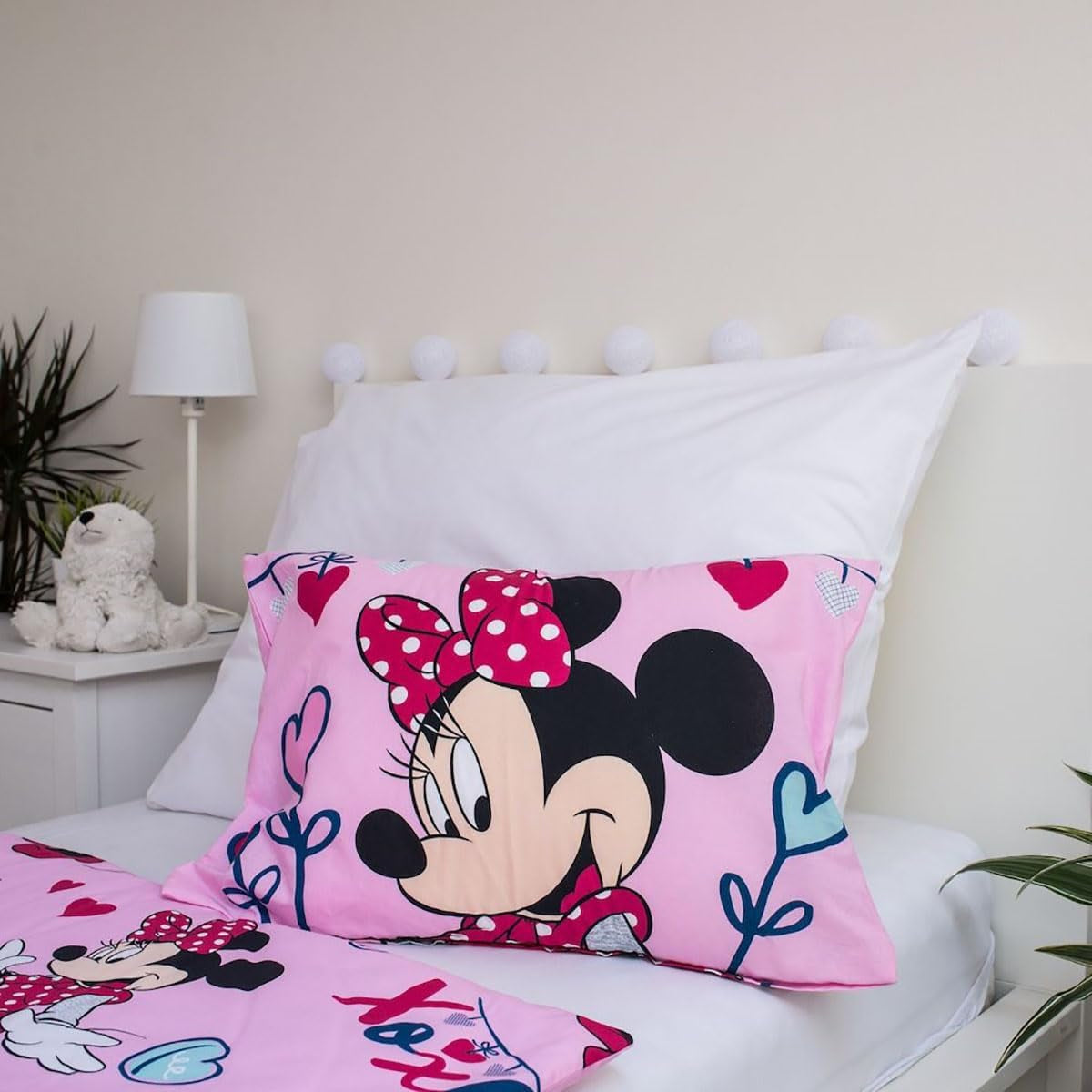 Disneysängkläder, Minnie Mouse Pink Baby, 100 % bomullssängkläder med blixtlås - Kids Naty Shop