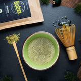 Ekologiskt Matcha-te 100g - Original Matcha-pulver - Tea Latte Smoothies - Ekologisk Matcha av högsta kvalitet från Japan - Buteljerat och kontrollerat i Tyskland - Biotiva