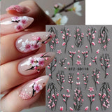 JMEOWIO 3D Nagelsticker Blume Nail Art Sticker Selbstklebend Nagelaufkleber 5D Stereoskopisk Frühling Sommer Floral Dekoration Nageldesign Zubehör 4 Blatt