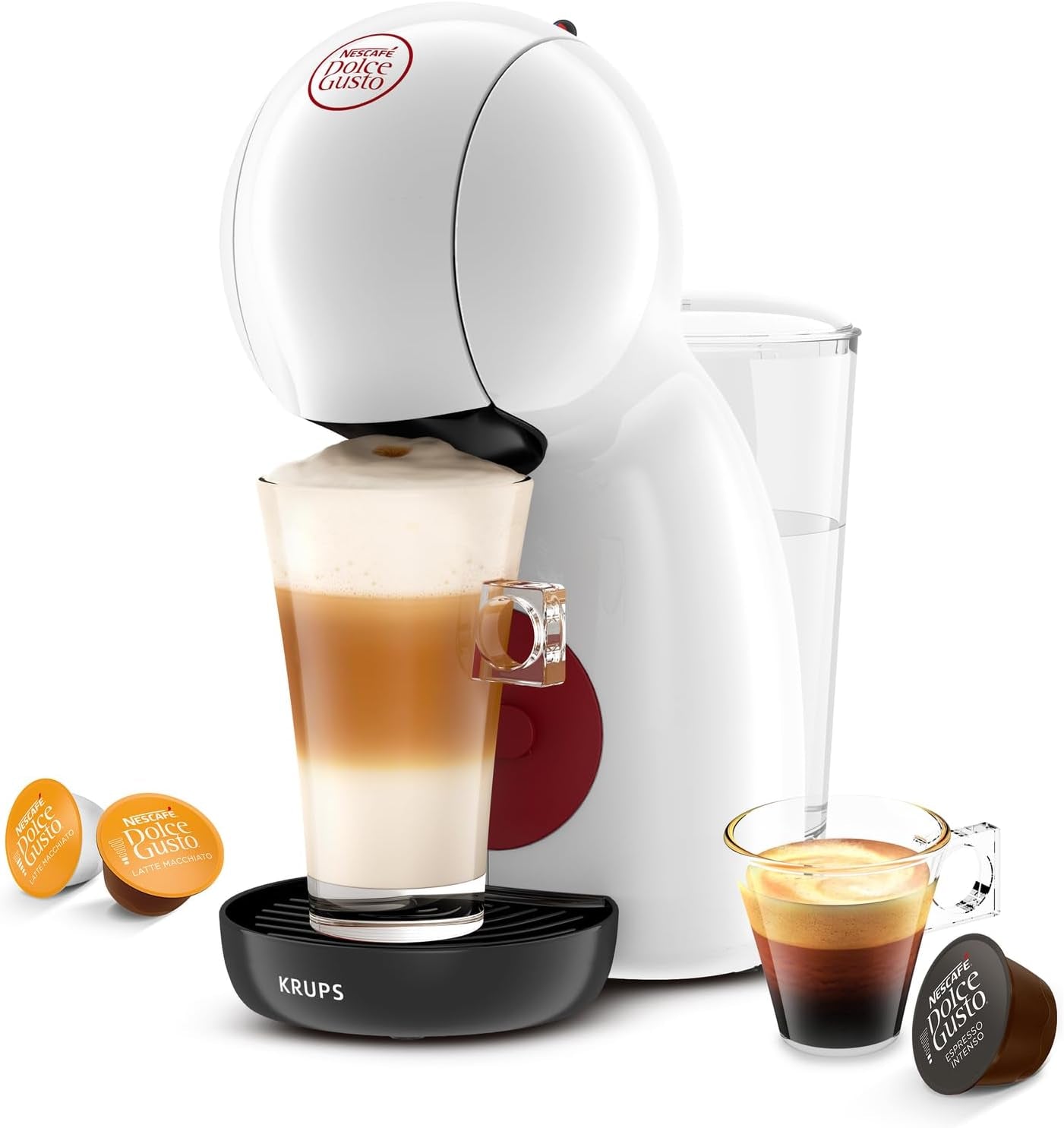 Manuell espressomaskin med NESCAFÉ DOLCE GUSTO PICCOLO XS kapslar från KRUPS, vit