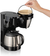 Cloer 5009 Håll varmt filter Espressomaskin för upp till 8 koppar 800W med isolerad rostfri stålkaraff 1x4 filterkopp svart