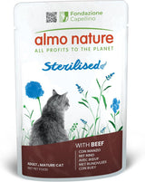 Almo Nature Functional - Steriliserad - Våtfoder för vuxna och mogna katter, steriliserad eller mindre aktiv - med nötkött - låg fetthalt, fuktgivande - 70 g (förpackning med 30)