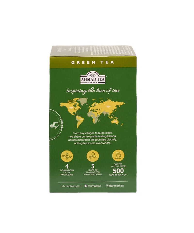 Ahmad Tea - Grönt te - Smakförseglade individuellt förpackade tepåsar med 2 g te per portion - 20 bandade tepåsar (paket med 2)