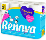 Renova Skincare toalettpapper, 3 lager, vitt, 24 rullar