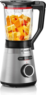Bosch Standmixer Vitapower Serie 4 MMB6382M, Edelstahl-Klingen Tillverkad i Tyskland, 1,5L Thermosafe Glasbehälter, Stopfer, Sicherheitsdeckel, Spülmaschinengeeignete Teile, 30 000 U/Min, 1200 W, Edelstahl Kitchen Naty Shop