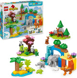 LEGO DUPLO Town Wild Animal Family 3-i-1-set, pedagogisk leksak för småbarn med sköldpaddor, tigrar, elefanter, rådjur, pandor, 2-åriga förskolebarnsset, byggleksak för djurfigur 10446 Byggset Beuche den LEGO-Store Standardtitel