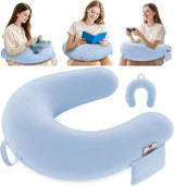 Spel- och läskudde, Läskudde för säng/soffa/golv, matning/virkad kudde med stor ergonomisk spelkudde, Gamerkudde för iPad/laptop - svart