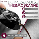 Kaffemaskin Profi Cook | 8-10 koppar | Timer | Sensor Touch-kontroller | 1,2 liter dubbelvägg termokanna | Smakförsegling | Kaffebryggare med filter i rostfritt stål | PC-KA 1191