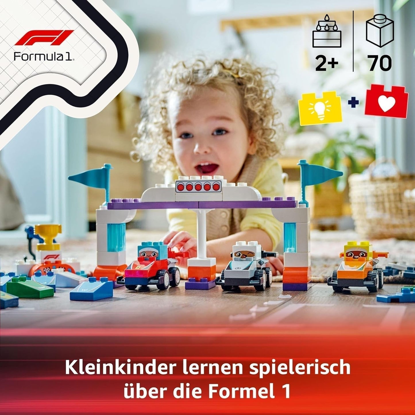 LEGO DUPLO Town F1 Team Racerbilar Med Racers, byggleksak för hela familjen, fantasifull lekupplevelse, födelsedagspresent för småbarn, pojkar och flickor från 2 år 10445 Byggset Besuche den LEGO-Store