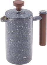 KARACA Marmor dubbelvägg fransk press med kastanjehandtag - isolerad fransk press för kaffe - Hemresor Camping kaffebryggare - 350 ml - mörkgrå