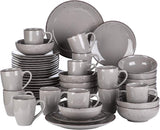 Vancasso 12-personers servisset Navia servisset i stengods 48 delar kombinationsset med tallrikar Salladstallrikar Skålar och koppar Vintagelook Naturlig design