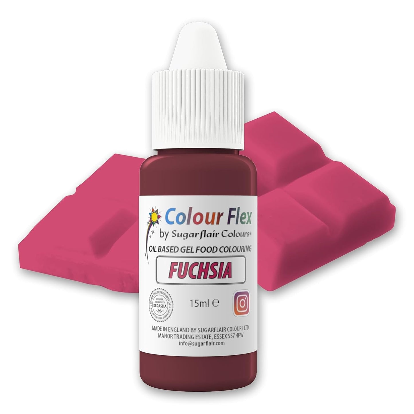 Sugarflair Colourflex Fuchsia oljebaserad matfärgning, högkoncentrerad flytande livsmedelsfärg, matfärg för smörkräm, choklad, deg, fondant, glasyr och mer - 15 ml