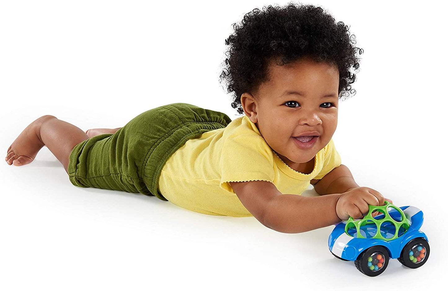 Bright Starts Oball Rattle Toy Bilmotoraktivitetsleksak för spädbarn och småbarn från 3 månader 1 Styck Slumpmässig färg Blå eller Röd Babyleksaker Naty Shop