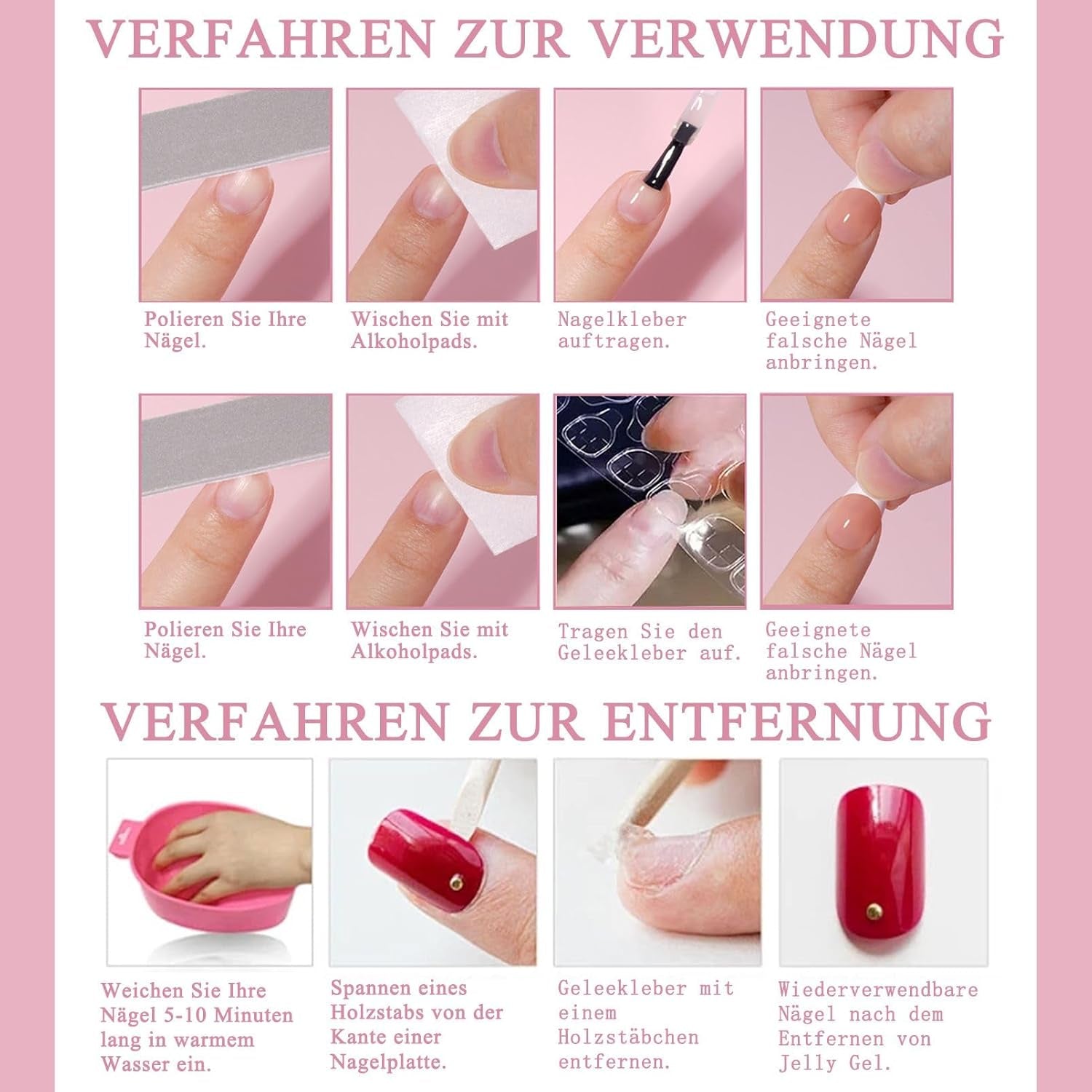 360st Gradient Ballerina False Nails Set, Rosa Vit Gradient Limmade konstgjorda naglar med 2st Nail Oil Pens, Ombre Medium Fake Nails for Women DIY