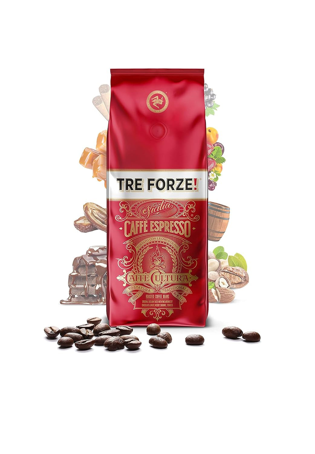 Espresso Caffè - 1 kg Espressobönor Traditionell Röstung über Olivenholzfeuer In Handarbeit - Premium Kaffeebohnen für Vollautomat und Siebträger