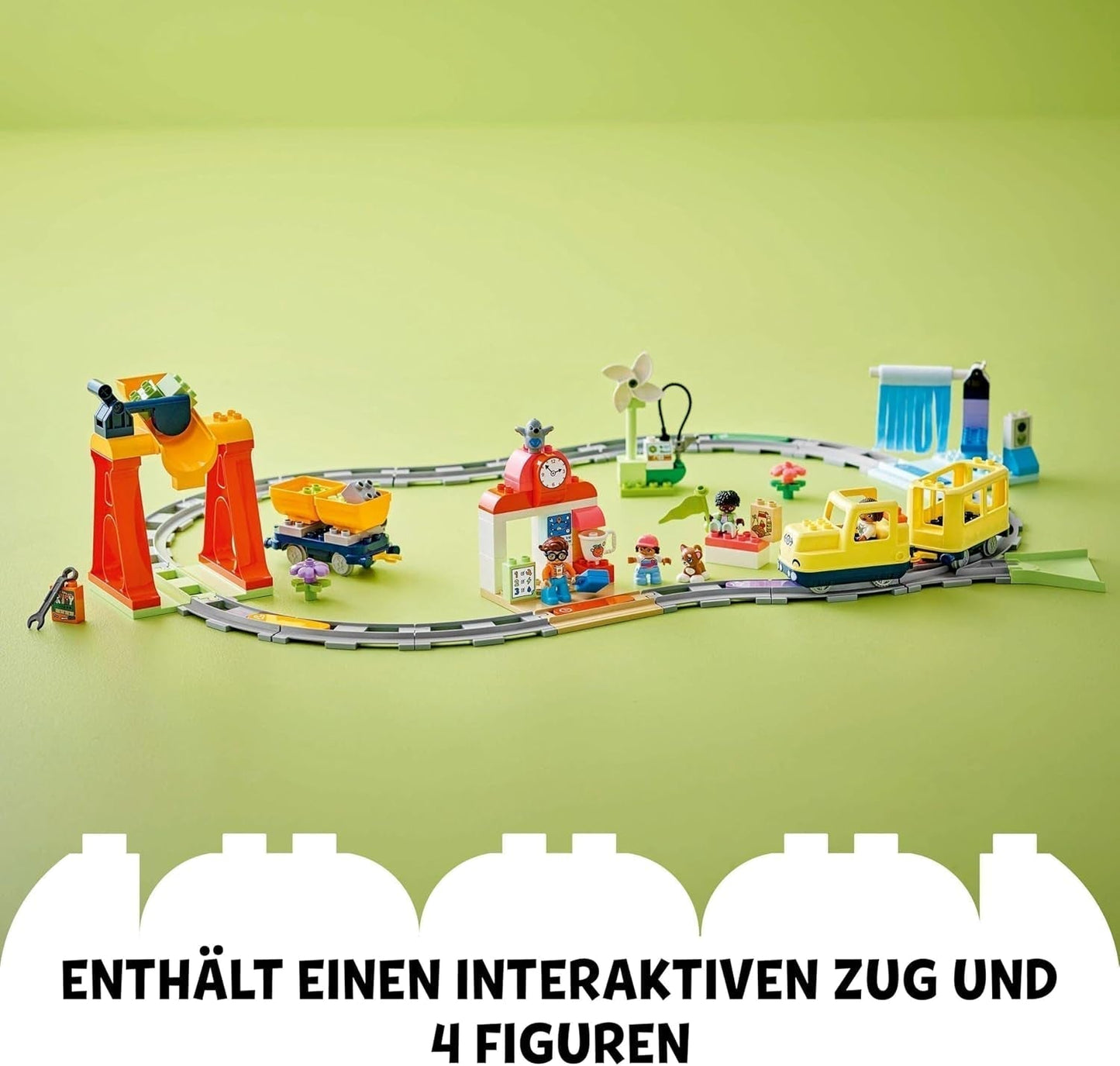 LEGO DUPLO Town Stor interaktiv järnväg, Byggleksak för småbarn 3 år gamla, Push & Go-lokomotiv med ljus och ljud, Spårdelar, Pedagogisk leksak för förskolebarn 10428 Byggset Beuche den LEGO-Store