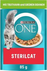 PURINA ONE STERILCAT Katzenfutter nass, zarte Stückchen in Sauce für sterilisierte Katzen, mit Turkiet, 26er Pack (26 x 85g)