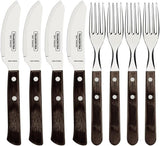 Tramontina PIZZA Bestck, 8-delad set, för 4 personer, Rostfreier Edelstahl, Fsc-Zertifizierte Holzgriffe, Spülmaschinenfest Kitchen Naty Shop