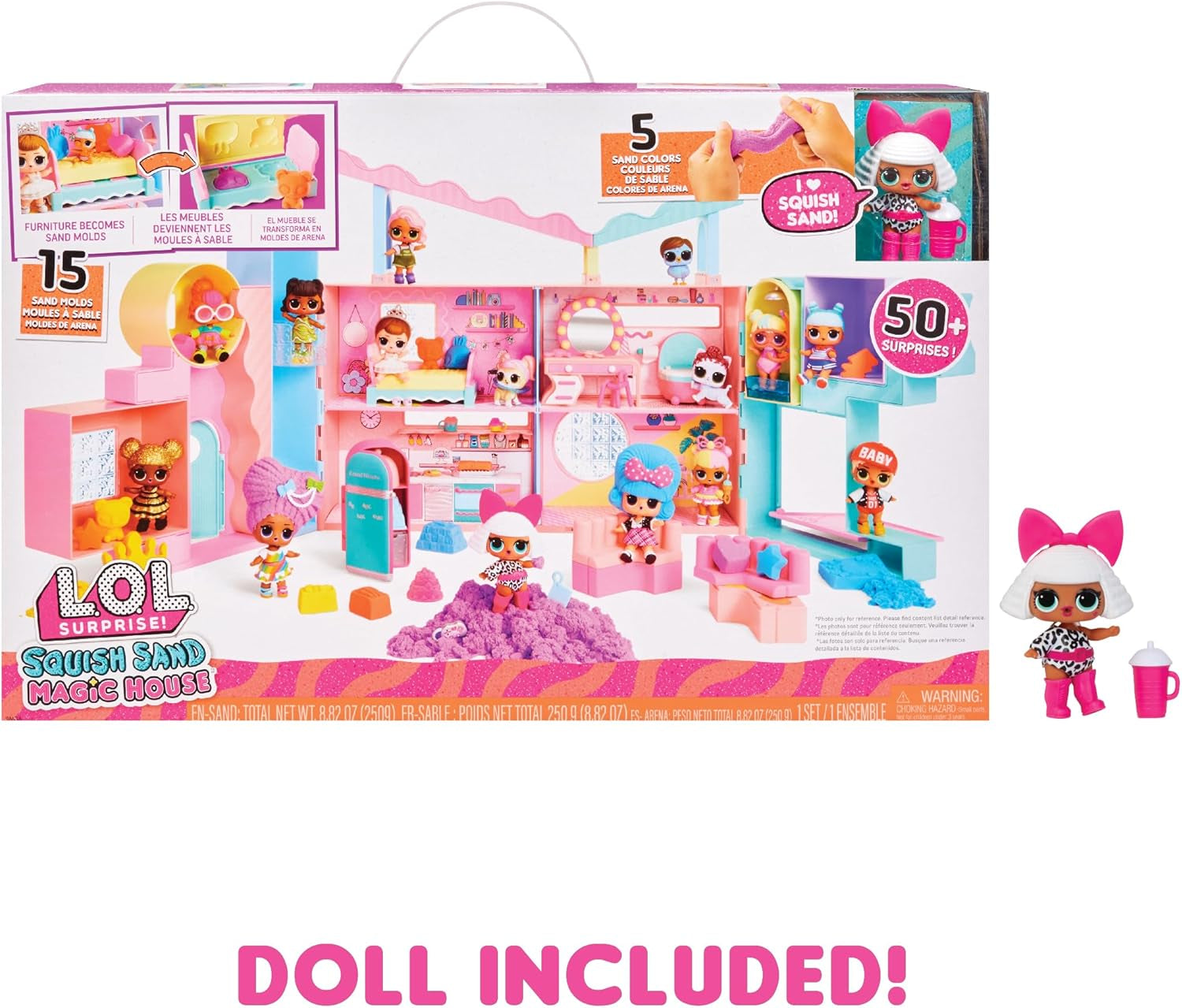 LOL Överraskning! Magic House med Squish Sand och Diva Samlardocka - Lekset med Samlardocka, Squish Sand, överraskningar och tillbehör - Perfekt för tjejer från 4 år och uppåt