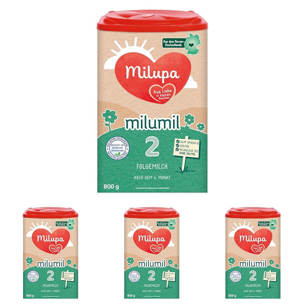 Milupa Milumil Pre, Mjölkpulver för bebisar - Med viktiga näringsämnen och utan palmolja - 800 g Naty Shop 4 x 800 gram Milumil 2