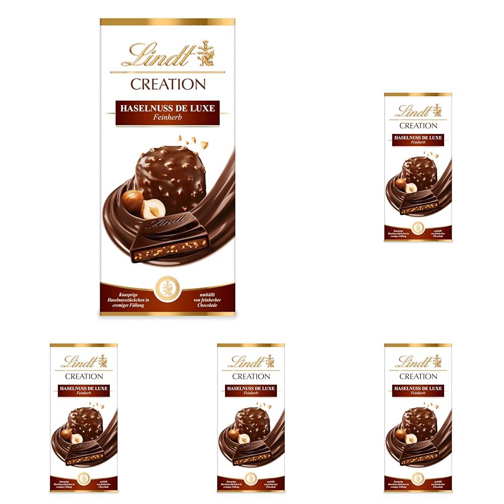 Lindt Creation Hazelnut De Luxe Bar - Mörk choklad med knapriga hasselnötter i en krämig fyllning