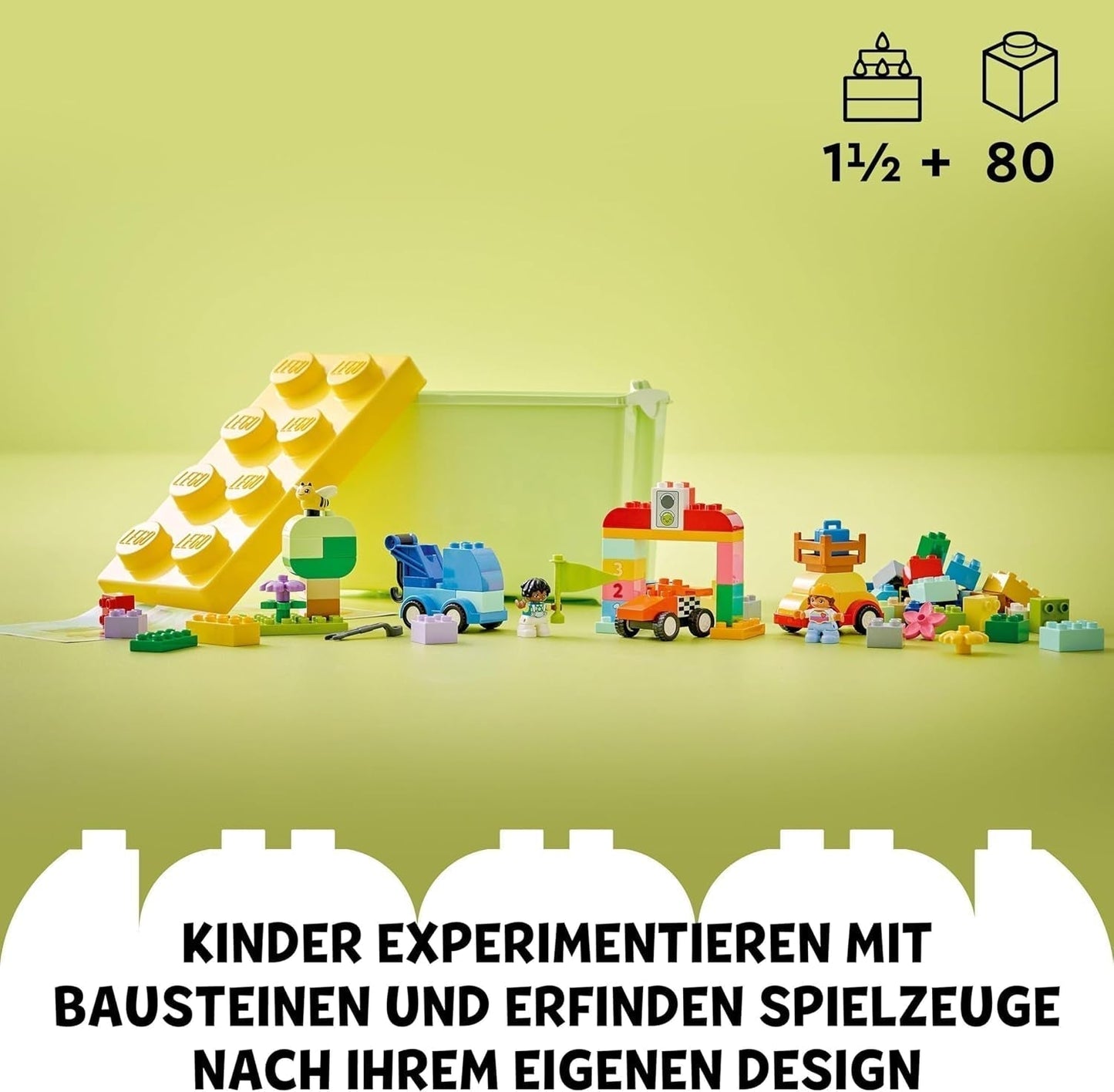 LEGO DUPLO Classic Brick Box Bilar och lastbilar, fordonslekset för barn från 1,5 år, kreativ lärande leksak, billeksak och racerbilsset 10439 Byggset Besuche den LEGO-Store