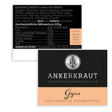 Ankerkraut Gyros, Gewürzmischung für Gyros, egal ob aus der Pfanne oder vom Grill, mit Zwiebel, Knoblauch, Mejram, Spikummin, Piment och mehr, 80 g im Korkenglas