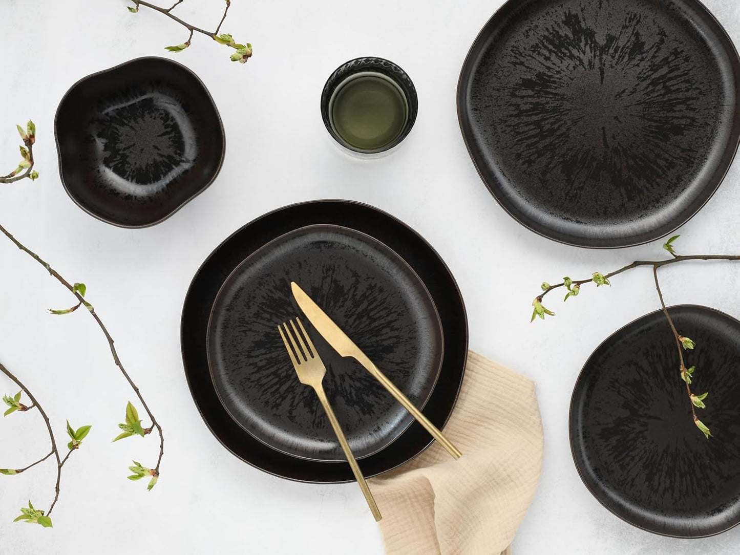 CreaTable, 21249, Natura Organic RUSTY Series, 12-delat servisset för 4, porslinstallrikar, diskmaskins- och mikrovågssäkert, tillverkat i Europa