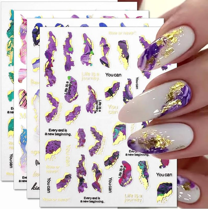 6 färger marmor nagelklistermärken bronzer silver självhäftande klistermärken bloom marmor nagel klistermärken 3D marmor nagel klistermärken design tillbehör nagel konst klistermärken nagel klistermärken set nagel folie