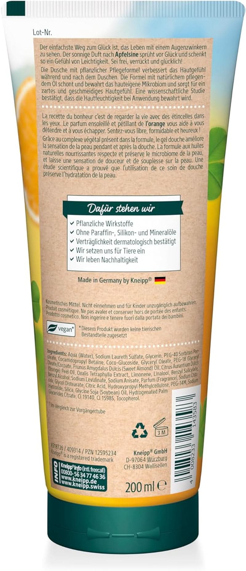 Kneipp Aroma, Duschgel, Fuktighetskräm, 200 ml Dusch och bad Naty Shop