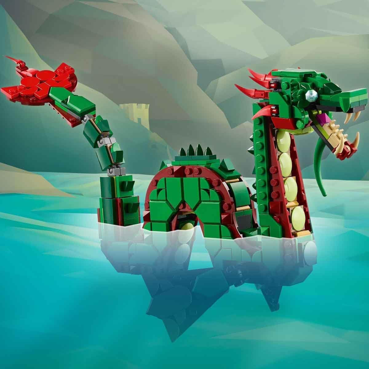 LEGO Creator 3In1 Green Dragon - Leksak - Förvandlas till en havsorm eller fenix - Djurbyggande leksak för barn - Present till pojkar och flickor från 9 år 31161 Byggset Besuche den LEGO-Store