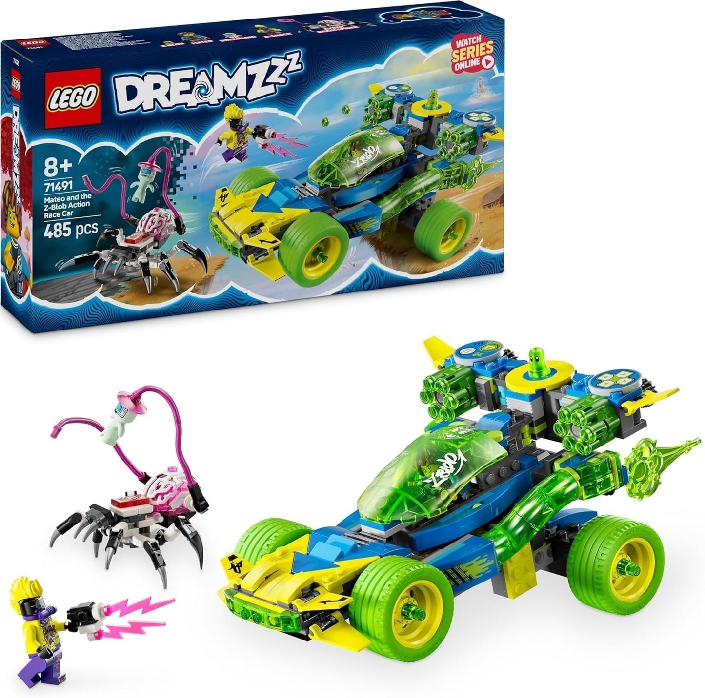 LEGO Dreamzzz Mateo med Z-Blob Action Racer, 2-i-1 Fantasy-lekset med fordon, minifigurer och drömvarelser för barn 8+, present till pojkar och flickor 71491 Byggset Beuche den LEGO-Store Standardtitel