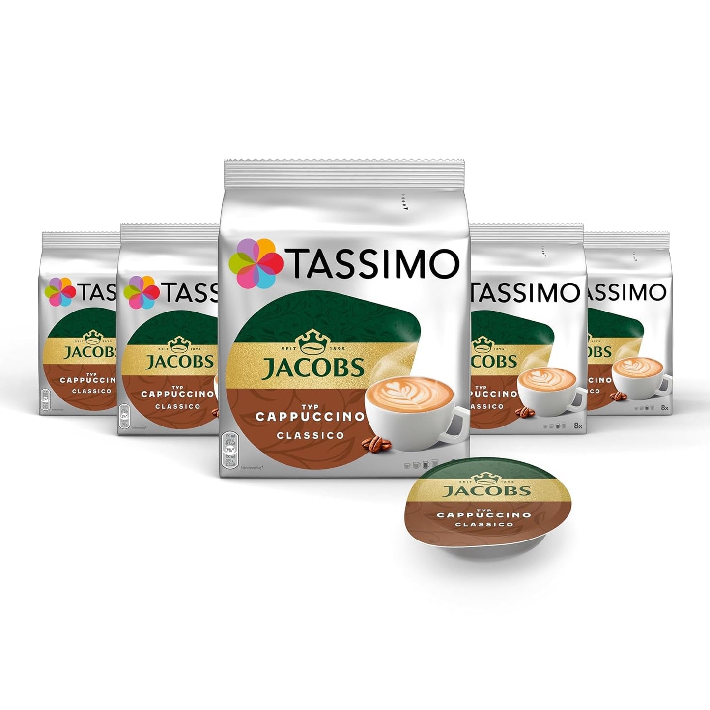 Tassimo Kapseln Jacobs Cappuccino Classico, 5 x 8 dynor, 40 Kaffeekapseln