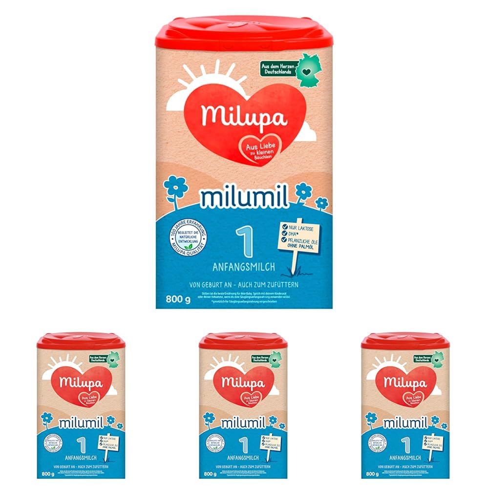 Milupa Milumil Pre, Mjölkpulver för bebisar - Med viktiga näringsämnen och utan palmolja - 800 g Naty Shop 4 x 800 gram Milumil 1