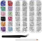 Harz Strasssteine ​​4200Pcs Strass Kristalle 1Mm-5Mm Gemischte Kinder Bastelsachen Kit Mit Strass Mit Picking Pinzette Und Stift Für DIY Nägel Kleidung Kunsthandwerk Gemischt Becher Party (A)