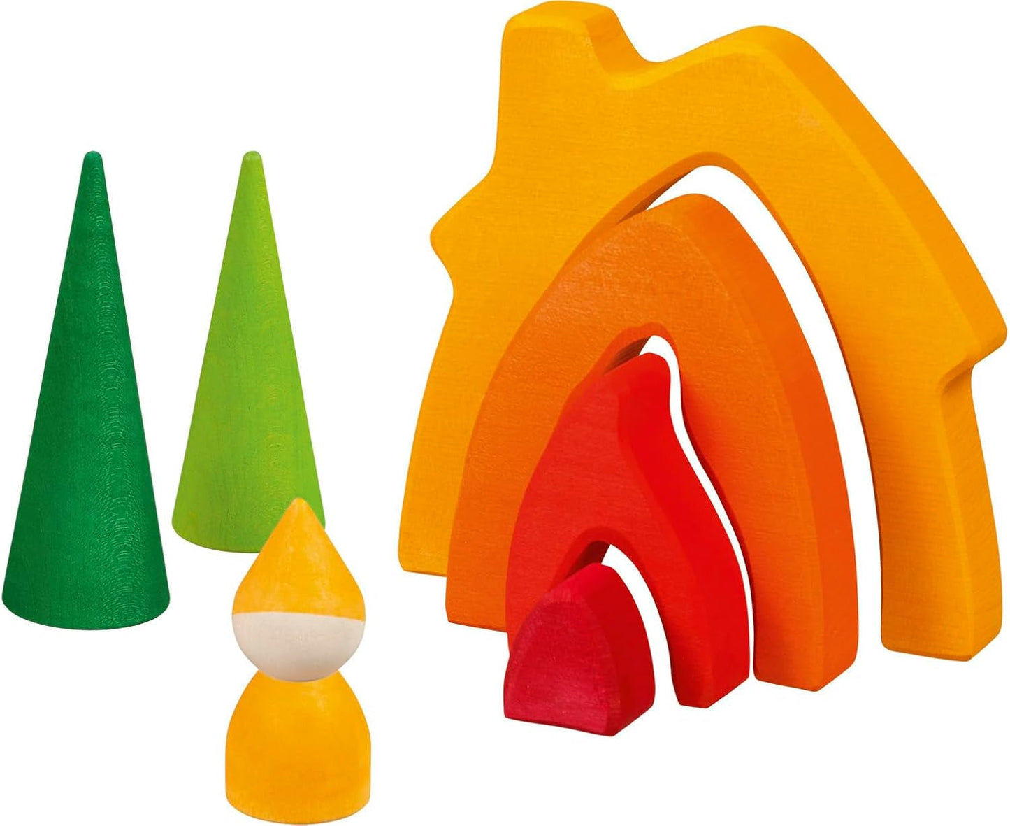 Goki 58427 - Dvärghus - Goki Evolution - Tillverkad av högkvalitativt lönnträ - 7 delar - Färgglada vattenbaserade färger - Tillverkad i Europa Dockhus Naty Shop Standardtitel