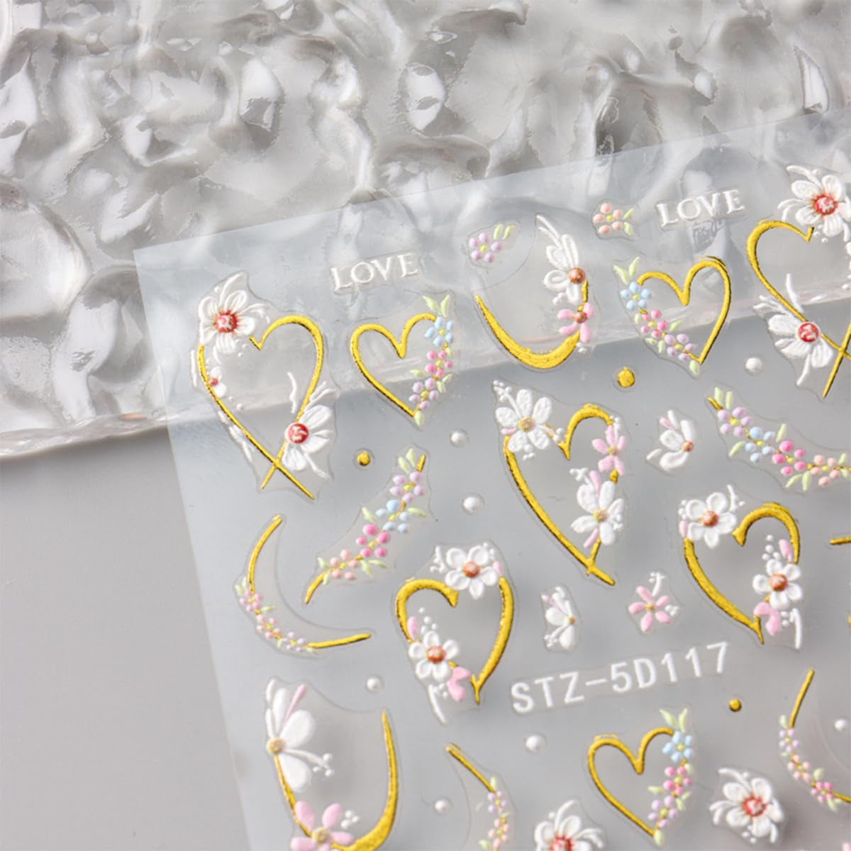 JMEOWIO 3D Nagelsticker Blume Nail Art Sticker Selbstklebend Nagelaufkleber 5D Stereoskopisk Frühling Sommer Floral Dekoration Nageldesign Zubehör 4 Blatt